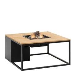 COSILOFT 100x100x47 Black Frame/ Teak Top